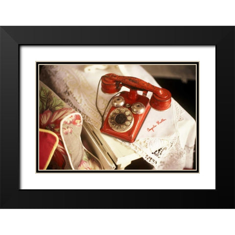 Vintage Phone II Black Modern Wood Framed Art Print with Double Matting by Clayton-Thompson, Philip