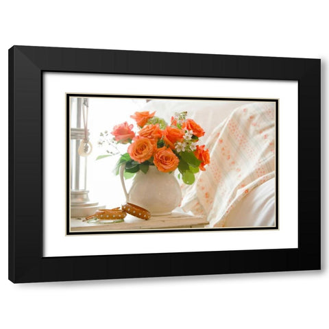 Orange Roses I Black Modern Wood Framed Art Print with Double Matting by Clayton-Thompson, Philip