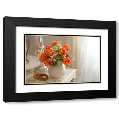 Orange Roses II Black Modern Wood Framed Art Print with Double Matting by Clayton-Thompson, Philip