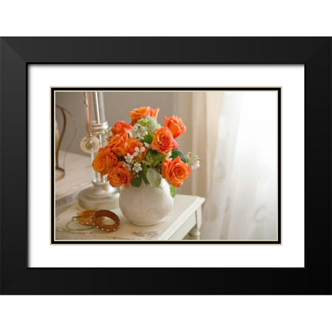 Orange Roses II Black Modern Wood Framed Art Print with Double Matting by Clayton-Thompson, Philip