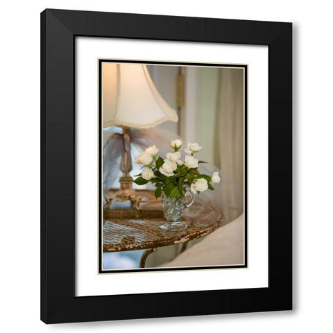 White Roses I Black Modern Wood Framed Art Print with Double Matting by Clayton-Thompson, Philip