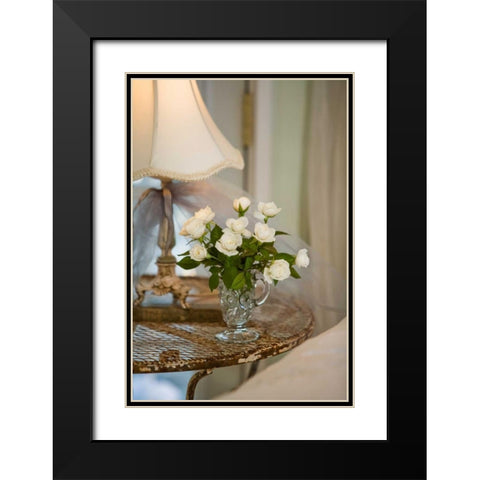 White Roses I Black Modern Wood Framed Art Print with Double Matting by Clayton-Thompson, Philip