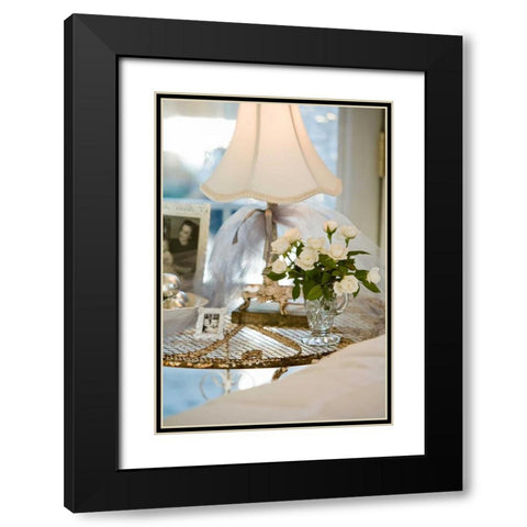 White Roses II Black Modern Wood Framed Art Print with Double Matting by Clayton-Thompson, Philip