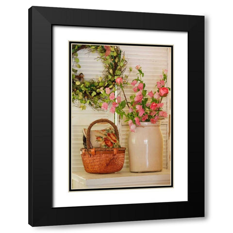 Pink Roses I Black Modern Wood Framed Art Print with Double Matting by Clayton-Thompson, Philip