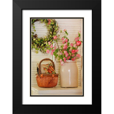 Pink Roses I Black Modern Wood Framed Art Print with Double Matting by Clayton-Thompson, Philip