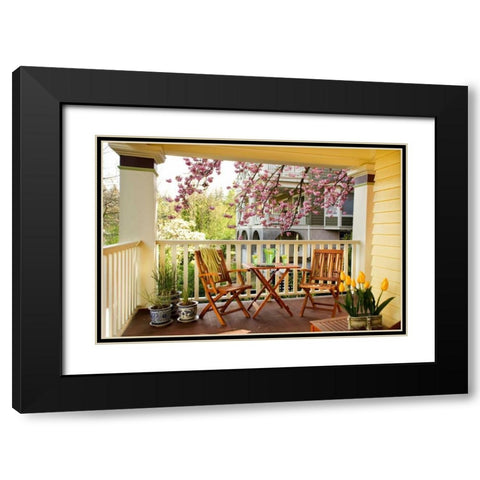 Dining on the Porch I Black Modern Wood Framed Art Print with Double Matting by Clayton-Thompson, Philip