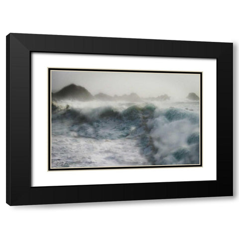 Stormy Blue Ocean Black Modern Wood Framed Art Print with Double Matting by Geyman, Vitaly
