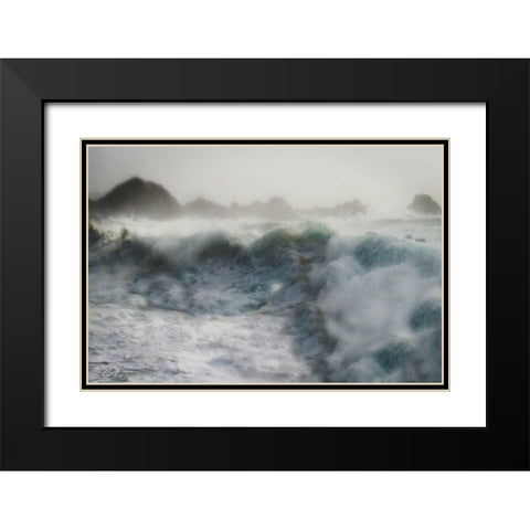 Stormy Blue Ocean Black Modern Wood Framed Art Print with Double Matting by Geyman, Vitaly