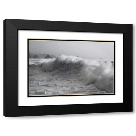 Blue Wave Black Modern Wood Framed Art Print with Double Matting by Geyman, Vitaly