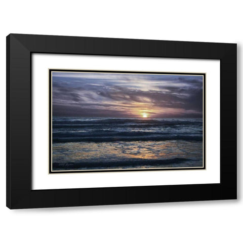 Purple Sunset Black Modern Wood Framed Art Print with Double Matting by Geyman, Vitaly