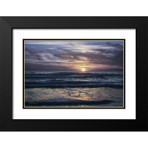Purple Sunset Black Modern Wood Framed Art Print with Double Matting by Geyman, Vitaly