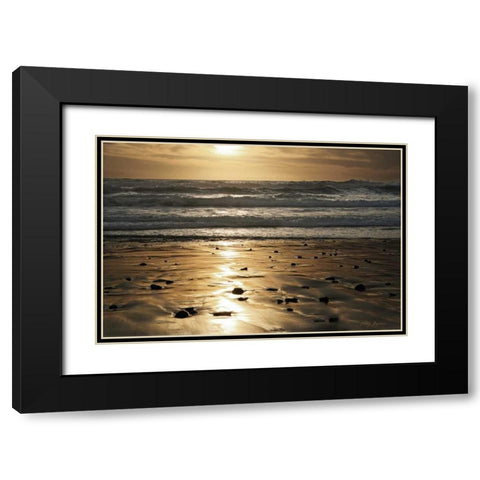 Golden Sunset Black Modern Wood Framed Art Print with Double Matting by Geyman, Vitaly