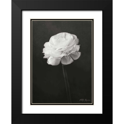 Renunculus Black Modern Wood Framed Art Print with Double Matting by Geyman, Vitaly