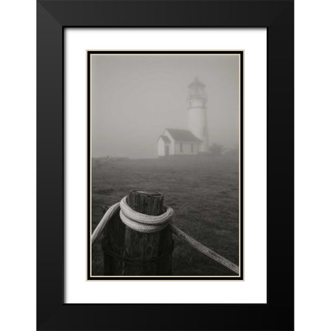 Misty Lighthouse I Black Modern Wood Framed Art Print with Double Matting by Geyman, Vitaly