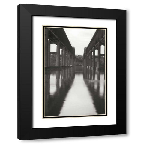 Hudson Bridge II Black Modern Wood Framed Art Print with Double Matting by Vitaly, Geyman