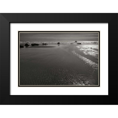 Seashore Serenity III BW Black Modern Wood Framed Art Print with Double Matting by Geyman, Vitaly