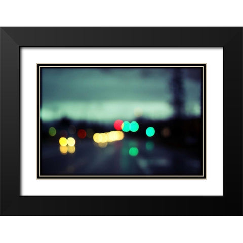 City LIghts II Black Modern Wood Framed Art Print with Double Matting by White, Leesa