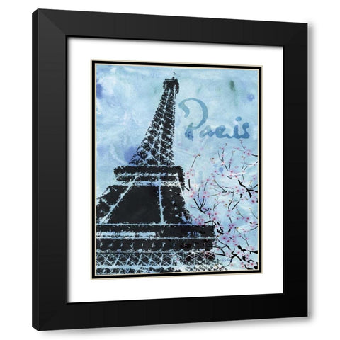 Blue Paris Black Modern Wood Framed Art Print with Double Matting by Roberto, LuAnn