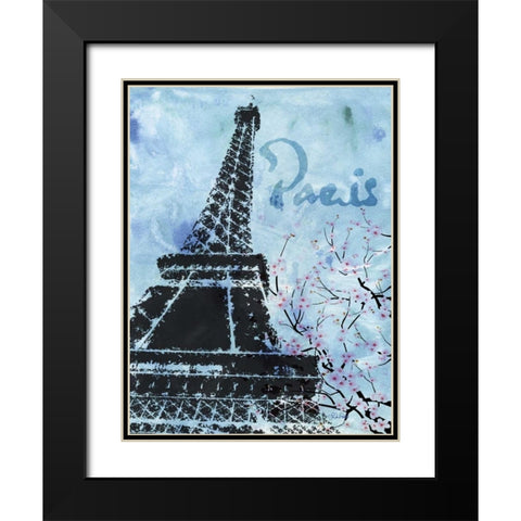 Blue Paris Black Modern Wood Framed Art Print with Double Matting by Roberto, LuAnn