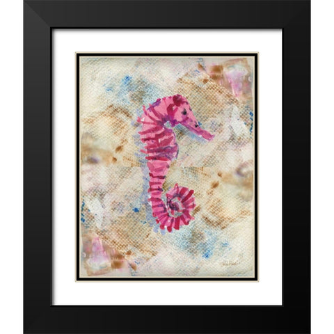 Pink Seahorse Black Modern Wood Framed Art Print with Double Matting by Roberto, LuAnn