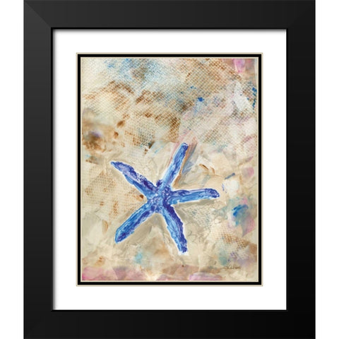 Blue Starfish Black Modern Wood Framed Art Print with Double Matting by Roberto, LuAnn