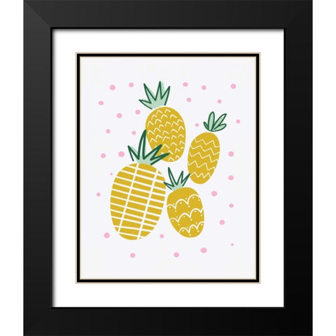 Pineapple Black Modern Wood Framed Art Print with Double Matting by Serna, Isabel