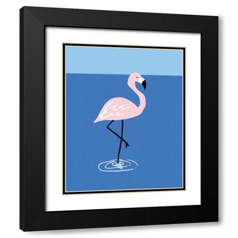Flamingo Pond I Black Modern Wood Framed Art Print with Double Matting by Serna, Isabel