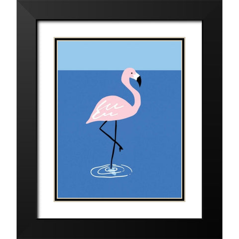 Flamingo Pond I Black Modern Wood Framed Art Print with Double Matting by Serna, Isabel