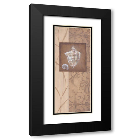 Sand Shell I Black Modern Wood Framed Art Print with Double Matting by 3 Bamboo Studio