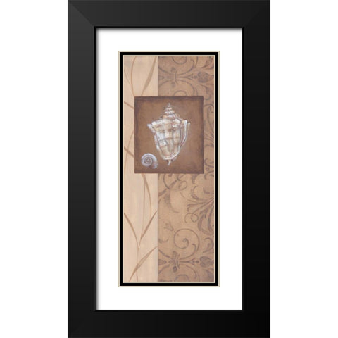 Sand Shell I Black Modern Wood Framed Art Print with Double Matting by 3 Bamboo Studio