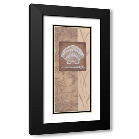 Sand Shell II Black Modern Wood Framed Art Print with Double Matting by 3 Bamboo Studio