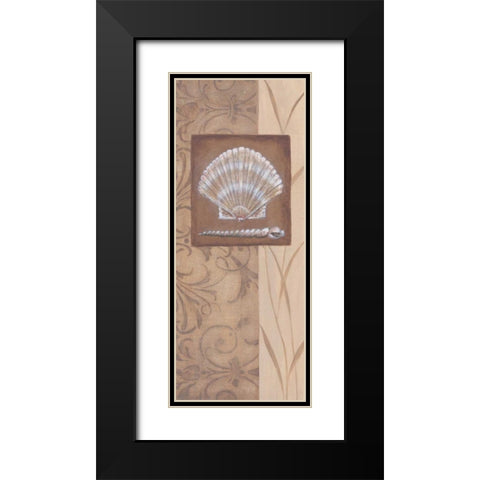 Sand Shell II Black Modern Wood Framed Art Print with Double Matting by 3 Bamboo Studio