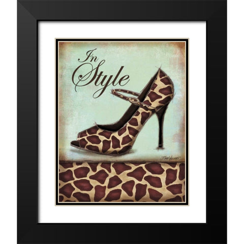 Giraffe Shoe Black Modern Wood Framed Art Print with Double Matting by Williams, Todd