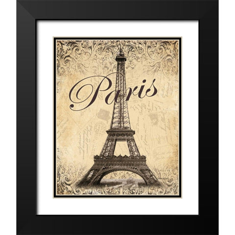 Paris Black Modern Wood Framed Art Print with Double Matting by Williams, Todd