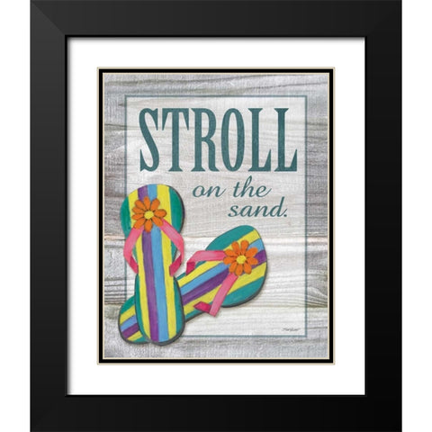 Stroll on the Sand Black Modern Wood Framed Art Print with Double Matting by Williams, Todd