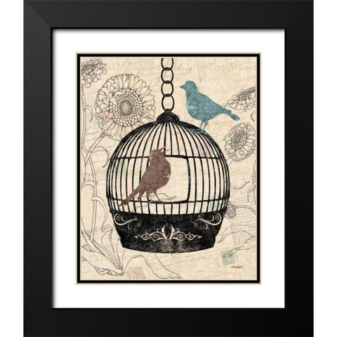 Birds and Blooms I Black Modern Wood Framed Art Print with Double Matting by Williams, Todd