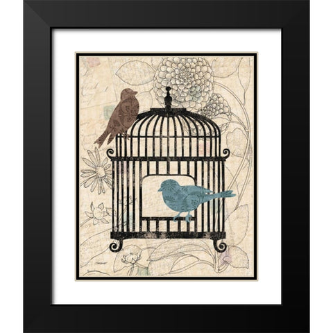 Birds and Blooms II Black Modern Wood Framed Art Print with Double Matting by Williams, Todd