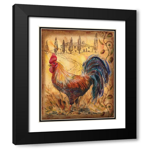 Tuscan Rooster II Black Modern Wood Framed Art Print with Double Matting by Williams, Todd