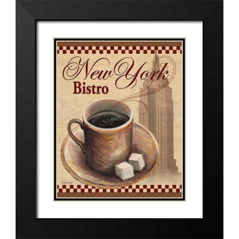 New York Bistro Black Modern Wood Framed Art Print with Double Matting by Williams, Todd