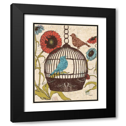 Birds and Blooms III Black Modern Wood Framed Art Print with Double Matting by Williams, Todd