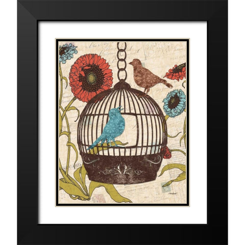 Birds and Blooms III Black Modern Wood Framed Art Print with Double Matting by Williams, Todd
