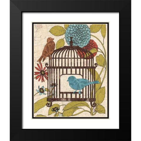 Birds and Blooms IV Black Modern Wood Framed Art Print with Double Matting by Williams, Todd