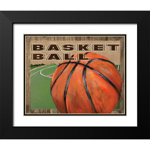 Basketball Black Modern Wood Framed Art Print with Double Matting by Williams, Todd