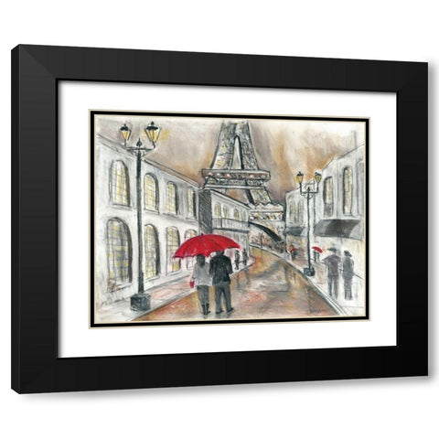 Rain in Paris Black Modern Wood Framed Art Print with Double Matting by Williams, Todd