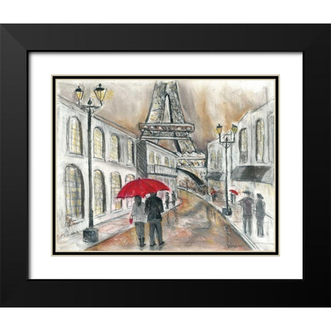 Rain in Paris Black Modern Wood Framed Art Print with Double Matting by Williams, Todd