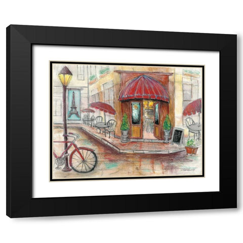 Paris Cafe Black Modern Wood Framed Art Print with Double Matting by Williams, Todd
