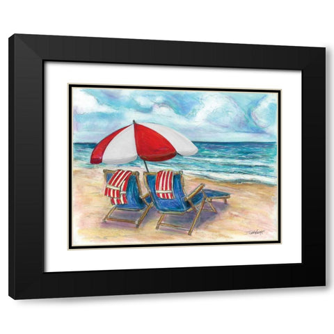 Beach Chairs Black Modern Wood Framed Art Print with Double Matting by Williams, Todd