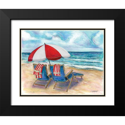 Beach Chairs Black Modern Wood Framed Art Print with Double Matting by Williams, Todd