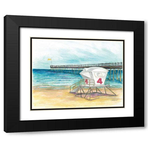 Lifeguard Station Black Modern Wood Framed Art Print with Double Matting by Williams, Todd
