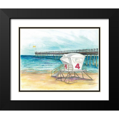Lifeguard Station Black Modern Wood Framed Art Print with Double Matting by Williams, Todd